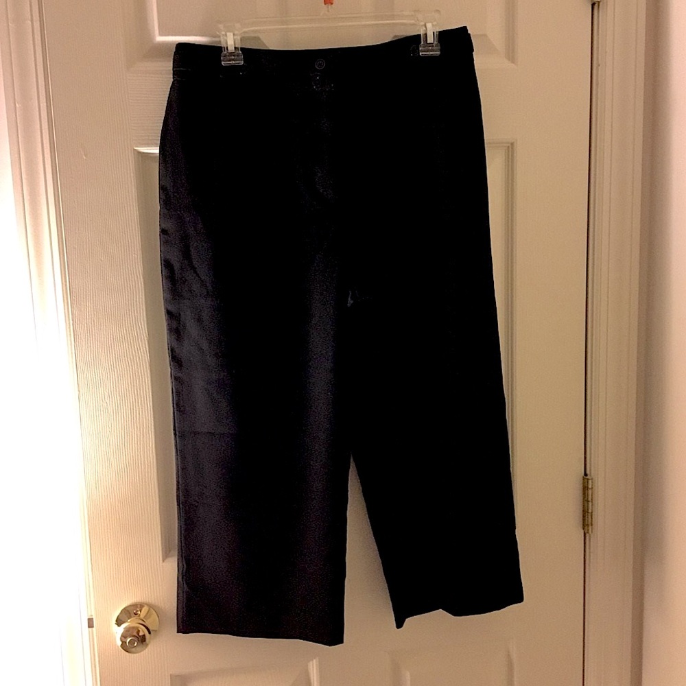Womens High Waist Wide Leg Capri Pants size 12 Black